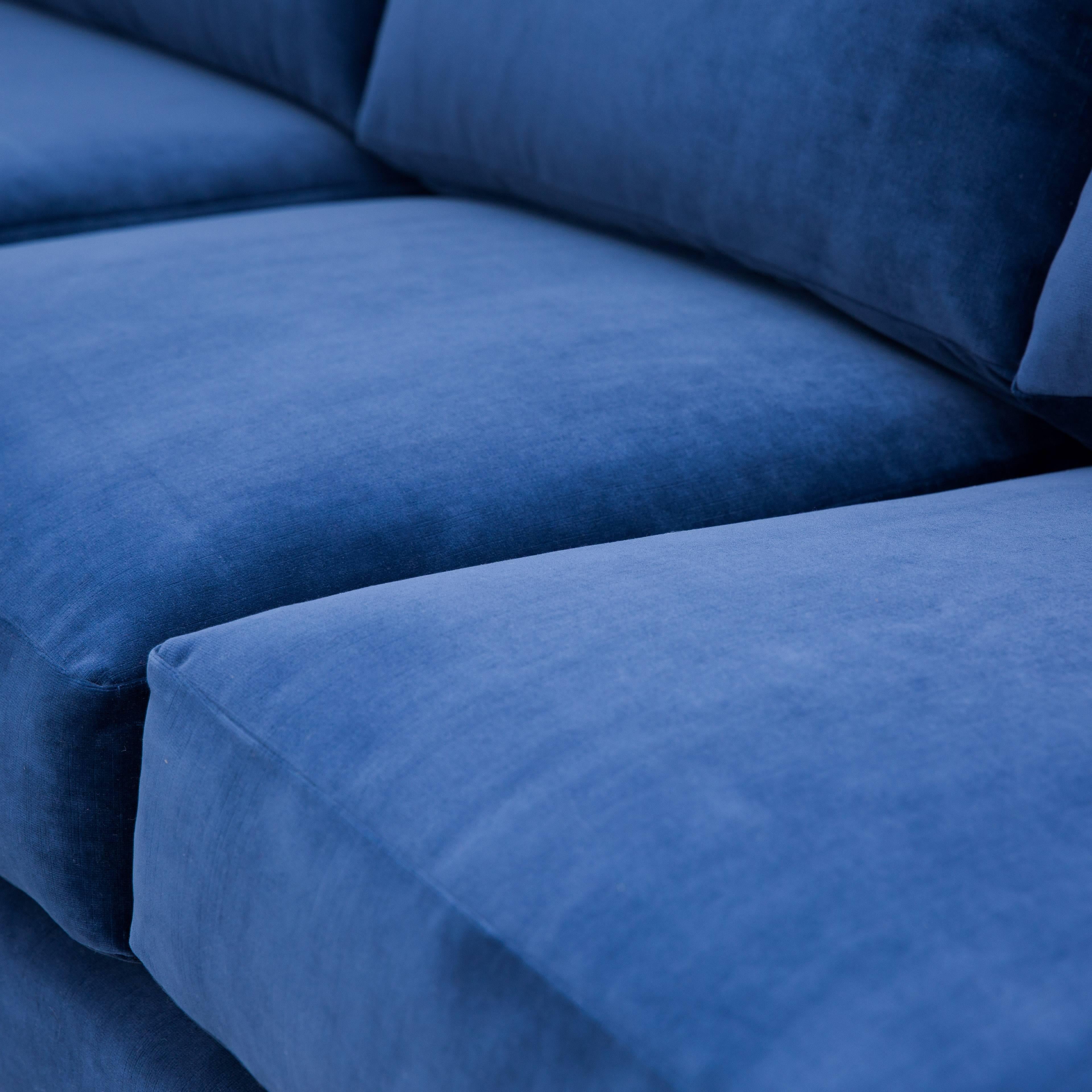 American Cy Mann Sofa in Grey Blue Velvet