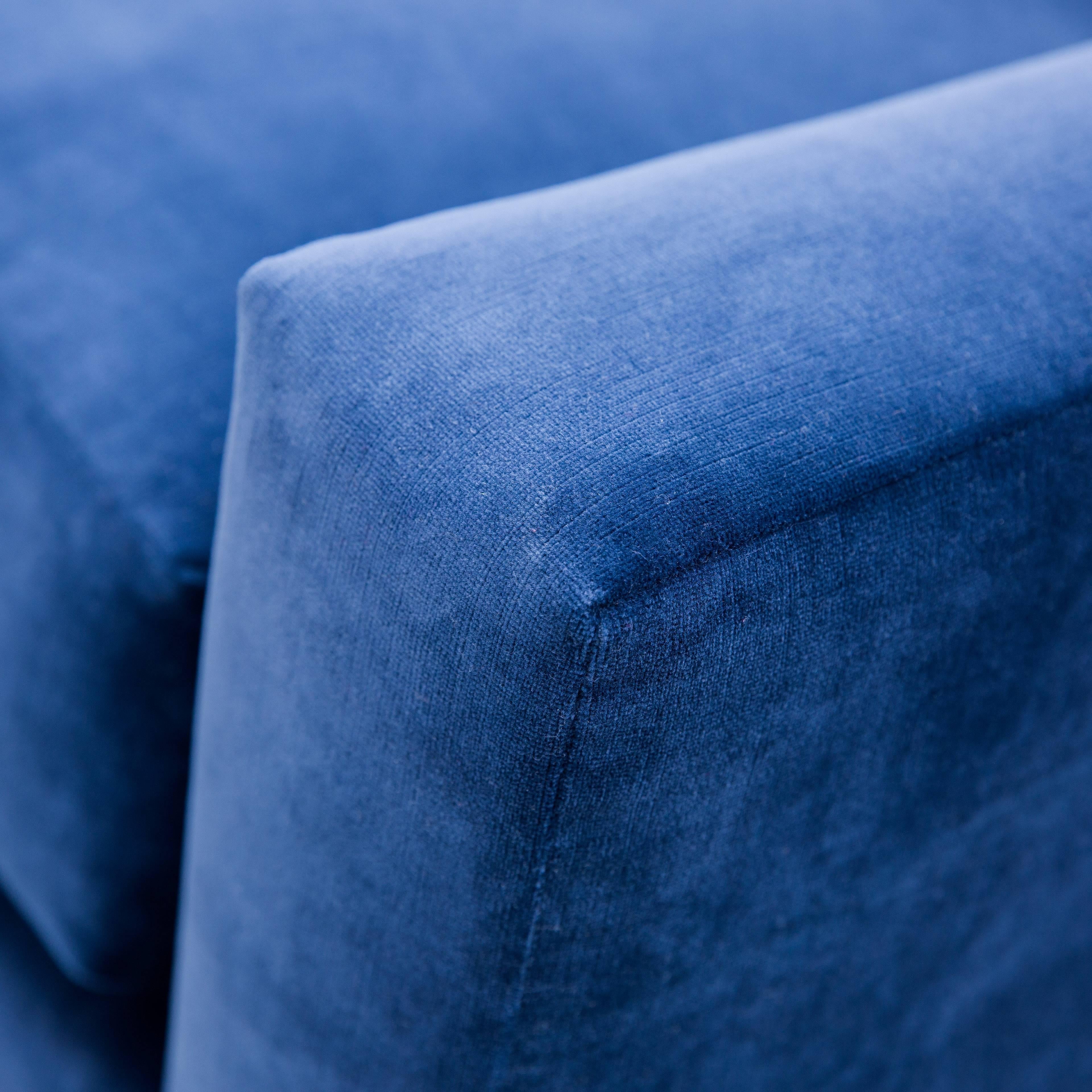 Late 20th Century Cy Mann Sofa in Grey Blue Velvet