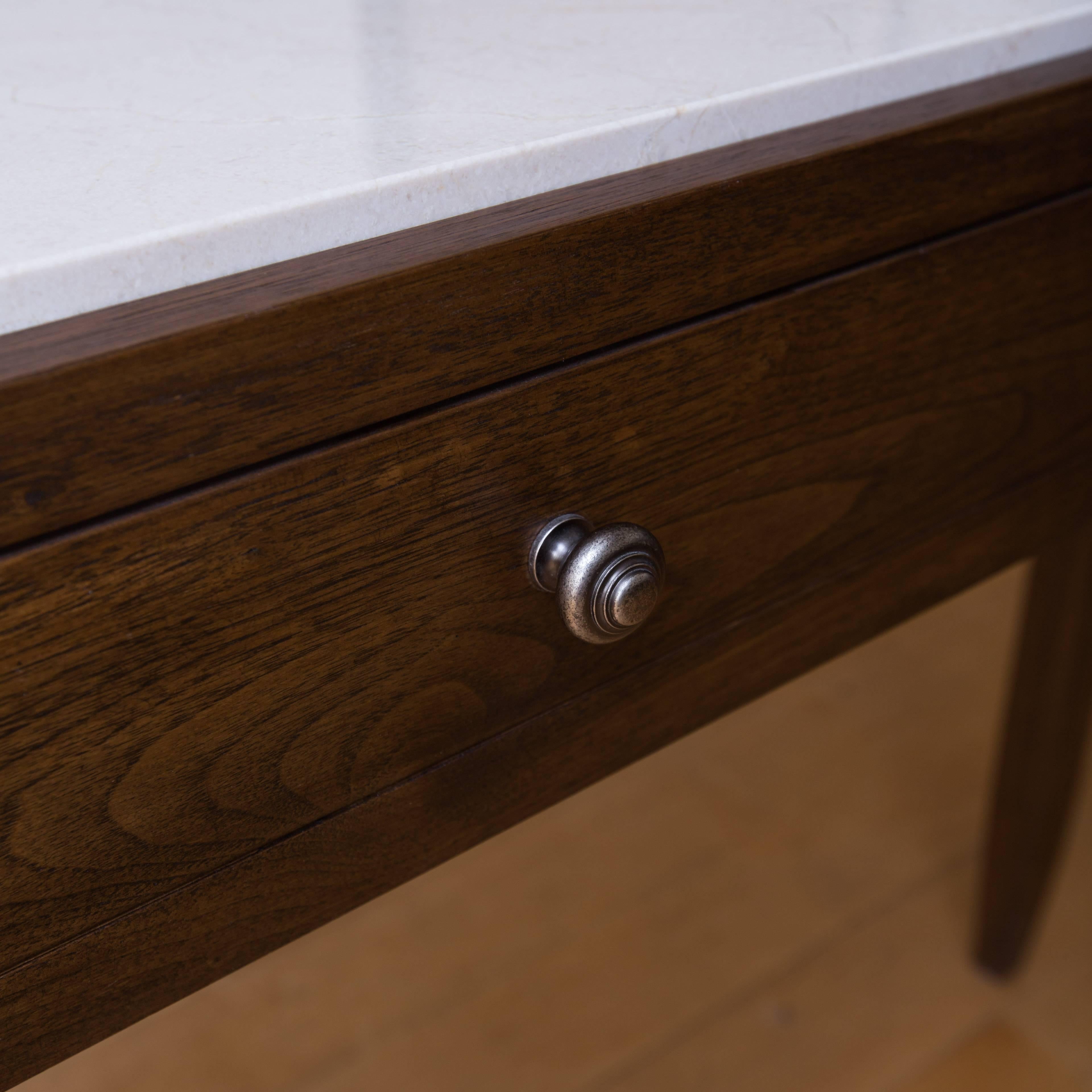 Walnut Console with Alabaster Top by Gregory Clark For Sale 1