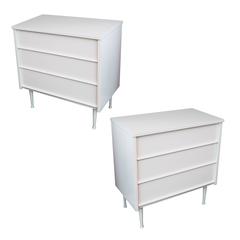 Pair of Lacquered Mid-Century Modern Three-Drawer Nightstands