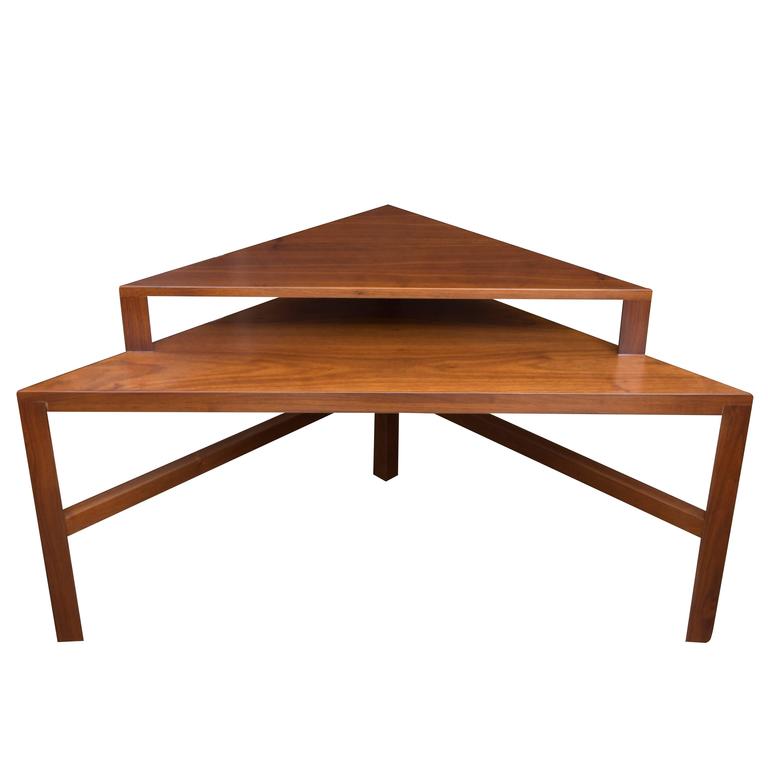 MidCentury Modern TwoTiered Triangle End Table For Sale at 1stdibs