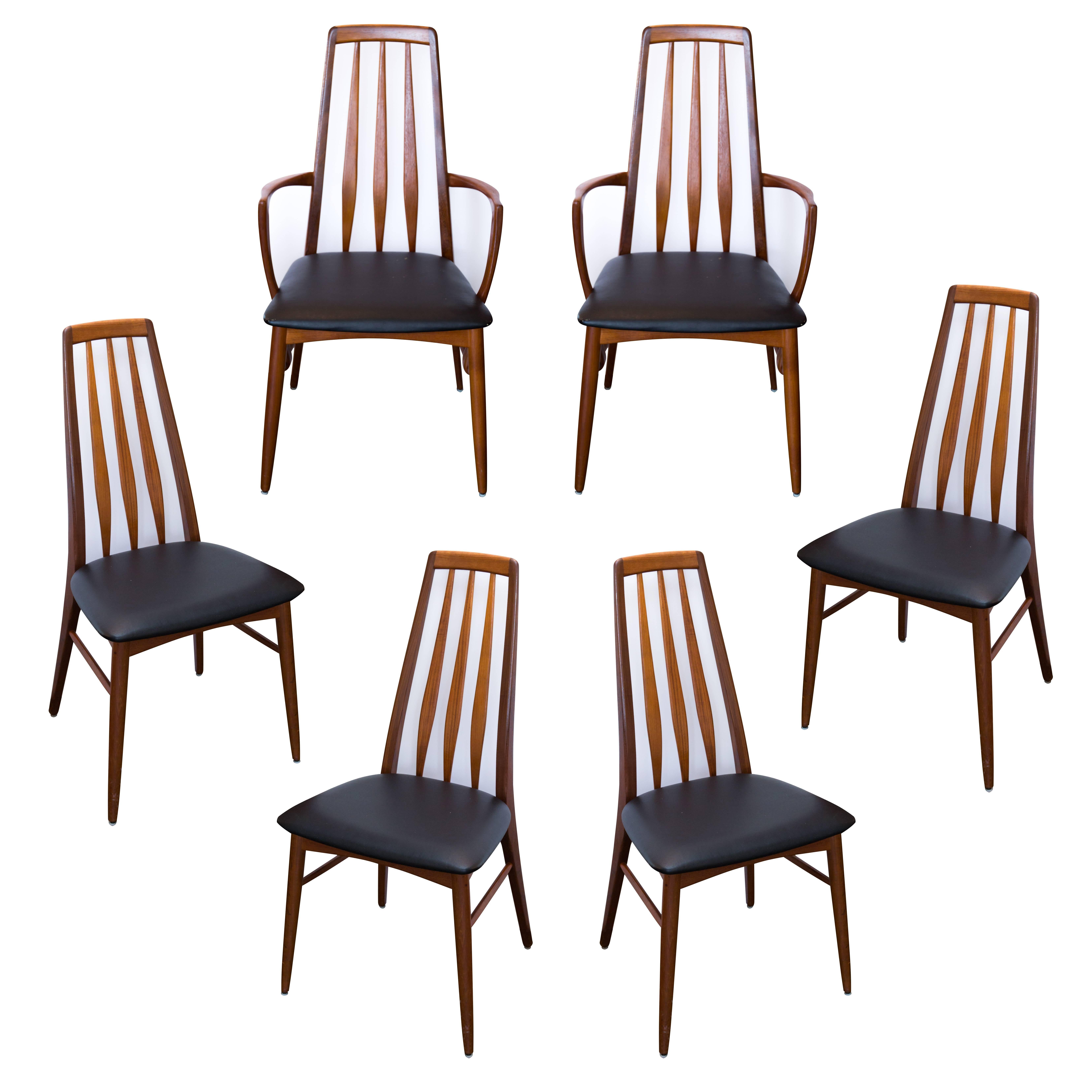 Set of Six Teak Eva Chairs by Niels Koefod for Koefoeds Hornslet