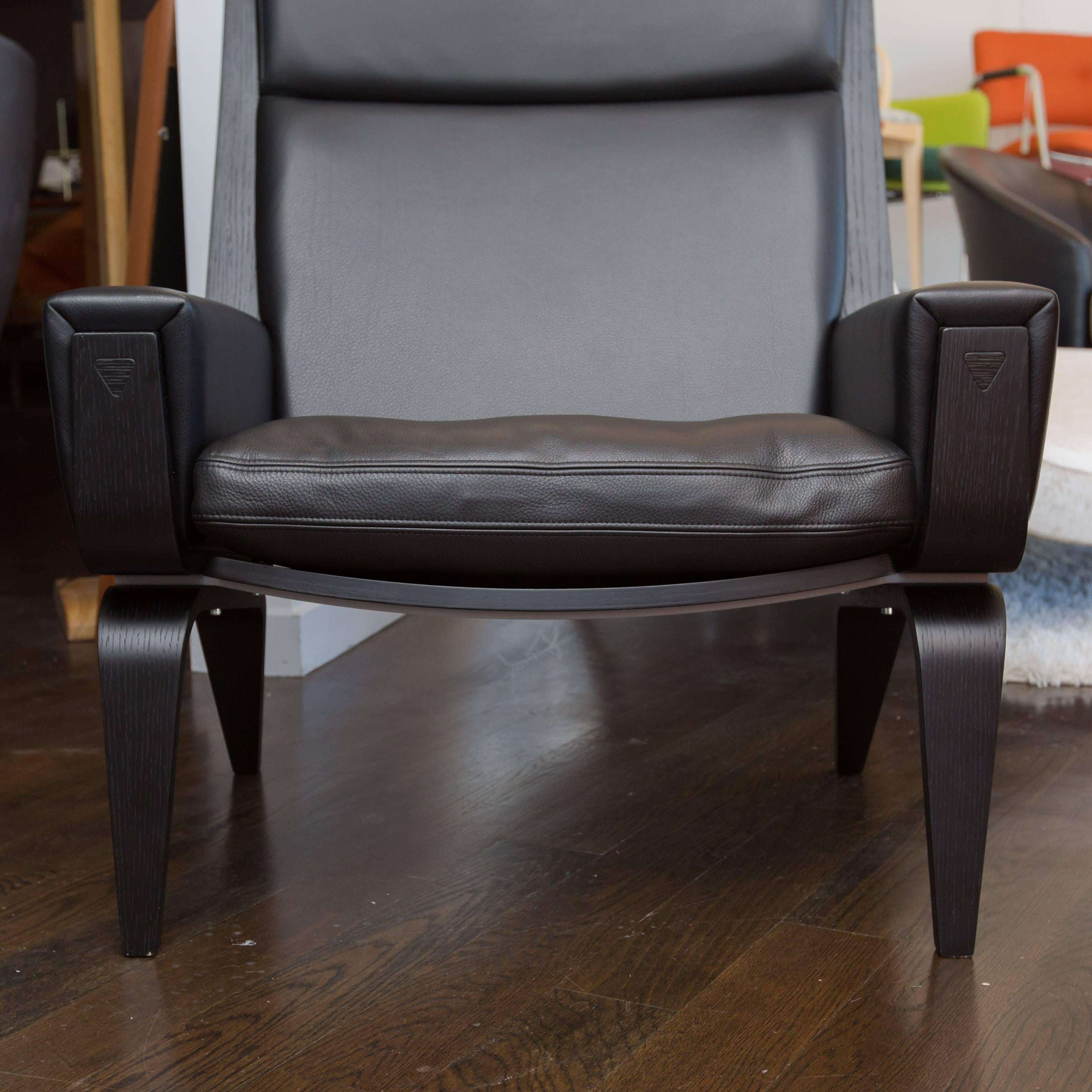 Hans Wegner GE501A Easy Chair in Black Leather 1