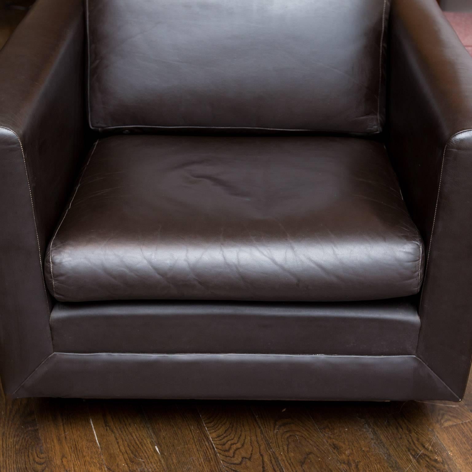 American Gunlocke Vintage Leather Club Chairs