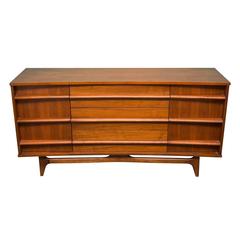 Young Manufacturing Walnut Bow Front Credenza