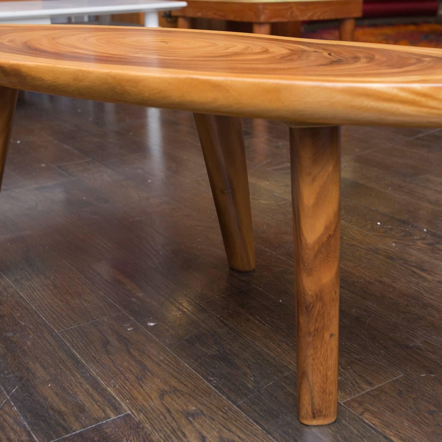 Mid-Century Free-Form Walnut Bench In Excellent Condition In New London, CT