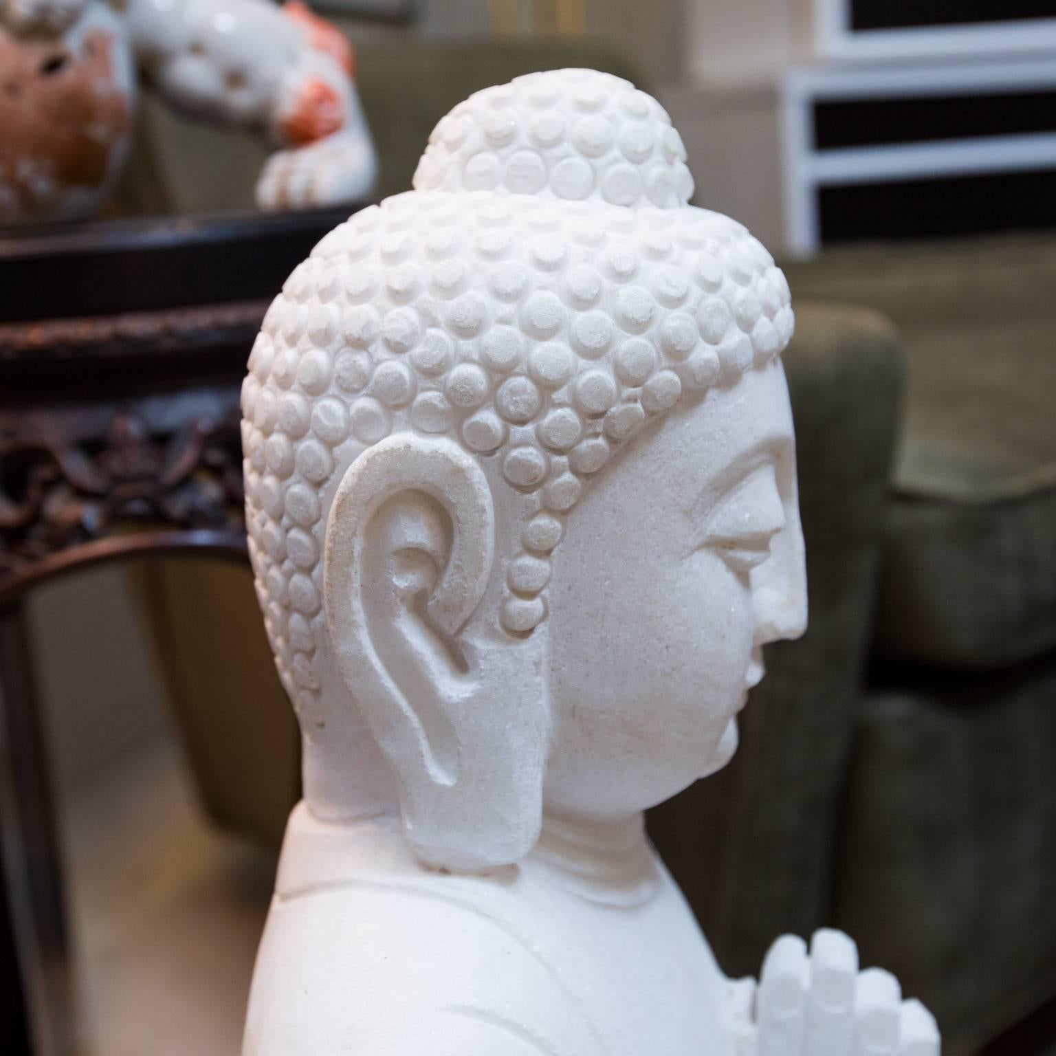 Marble Chinese Sitting Buddha In Excellent Condition In New London, CT