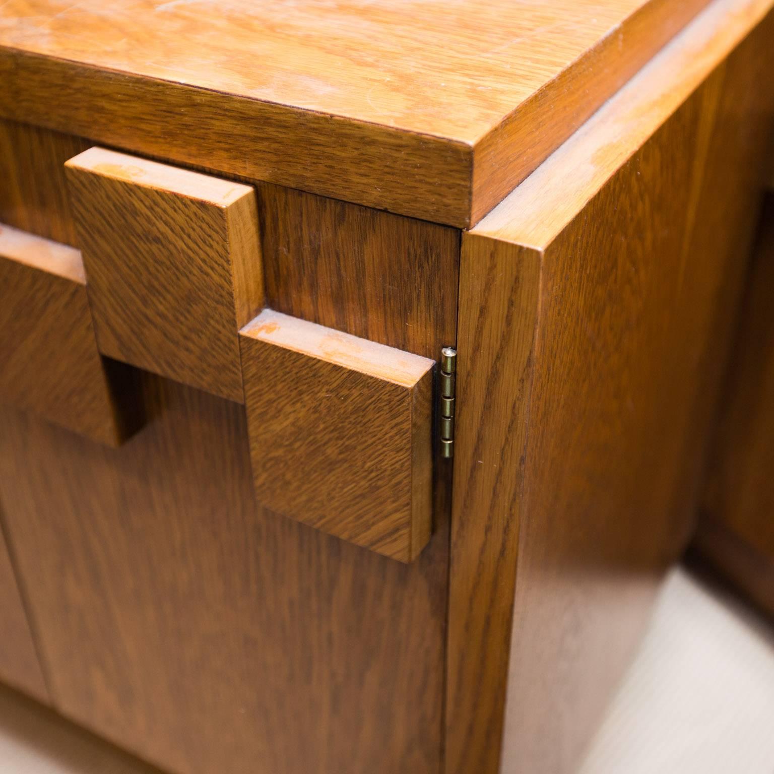 American Pair of Lane Brutalist End Tables in Oak