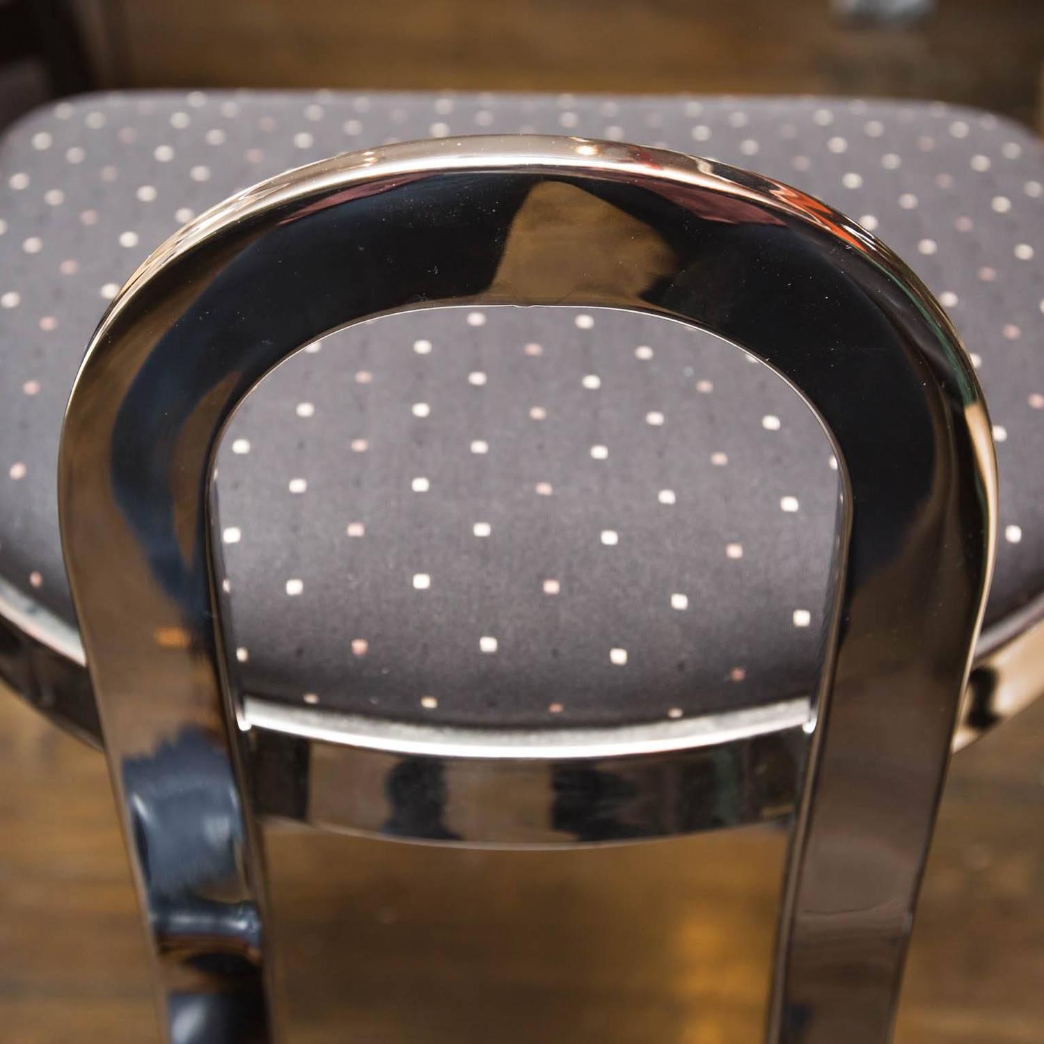 Swaim Designs Set Of Four Chrome Upholstered Bar Stools At 1stdibs