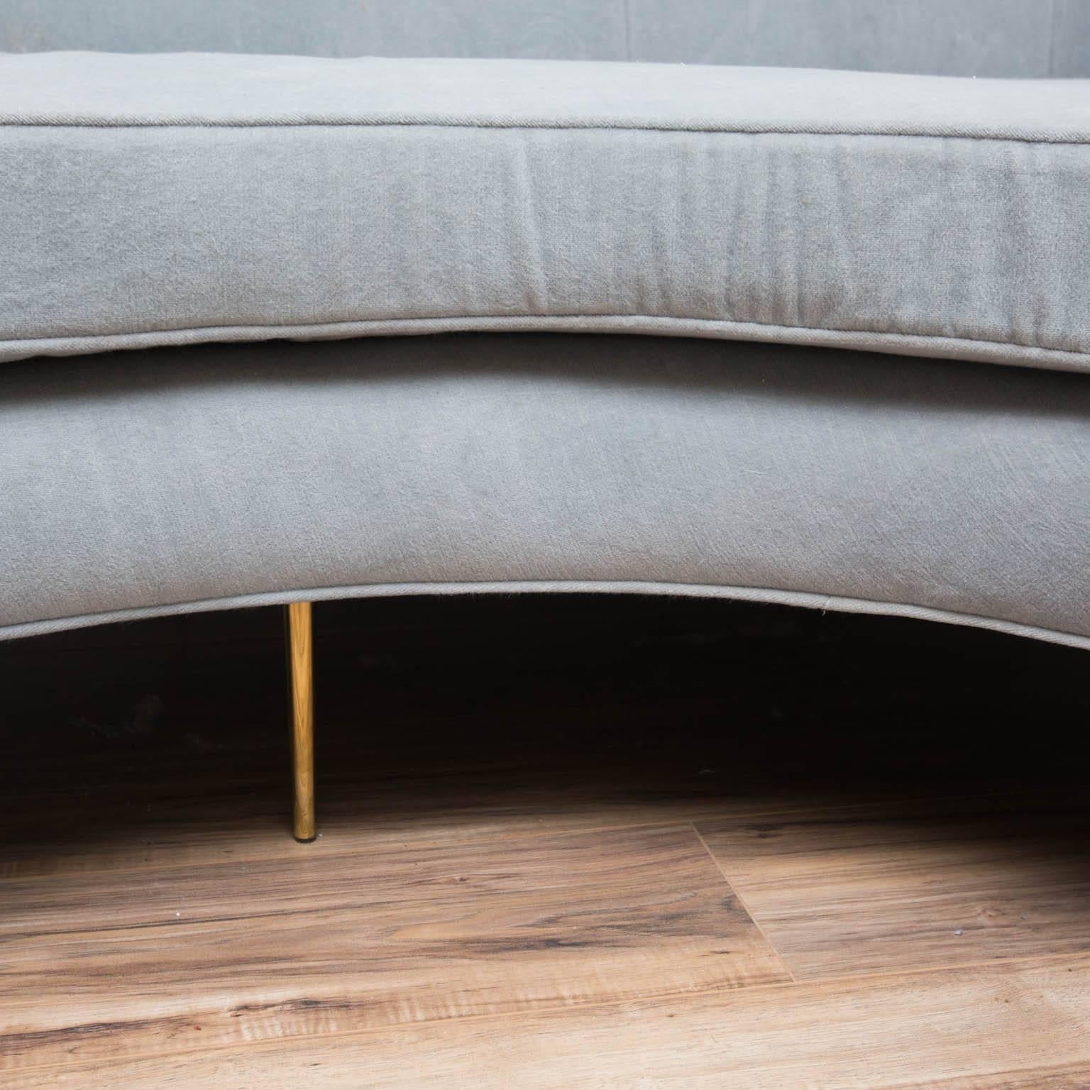 Custom-Made Kagan Style Sofa in Grey Velvet 1