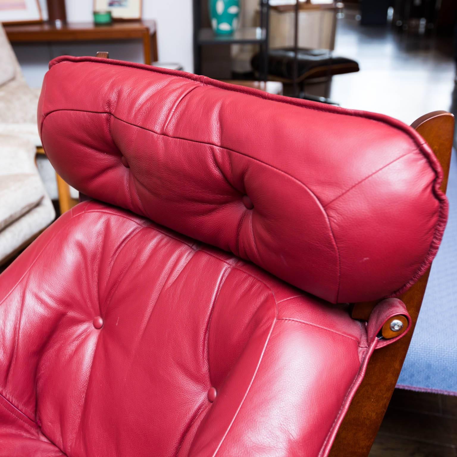 Norwegian Luna HB Leather Chair and Ottoman by IMG, Norway