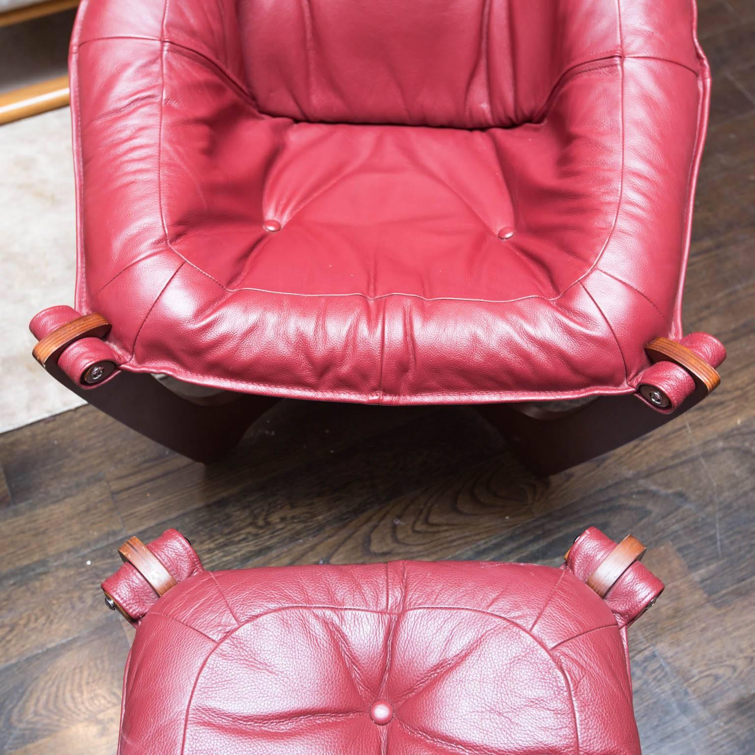 Scandinavian Modern Luna HB Leather Chair and Ottoman by IMG, Norway