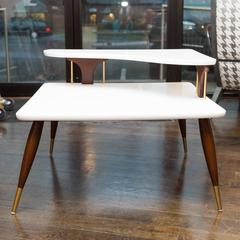 Vintage Lacquered Two-Tiered Corner Table