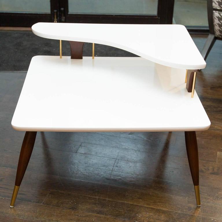 Vintage Lacquered TwoTiered Corner Table at 1stDibs