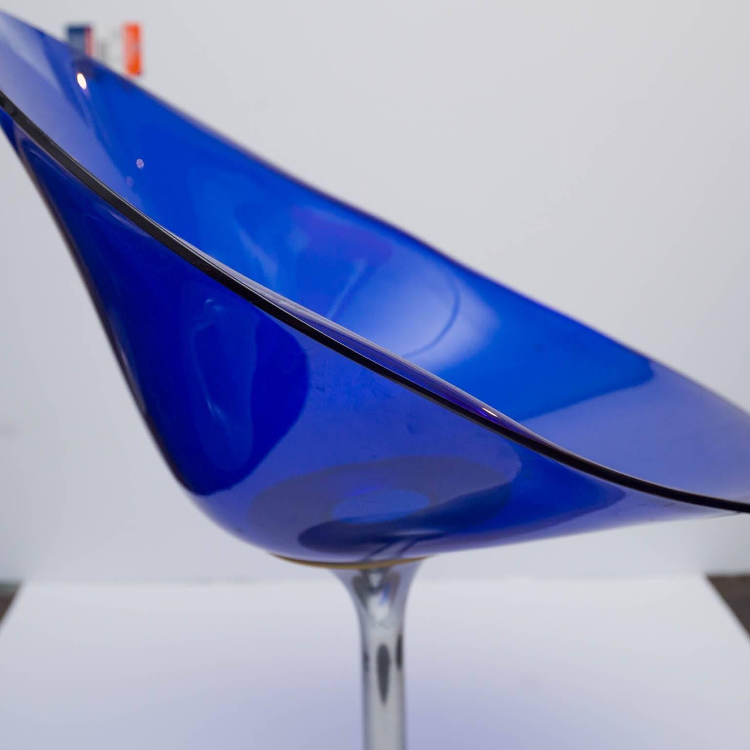 Italian Philippe Starck for Kartell Blue Lucite Eros Swivel Chairs