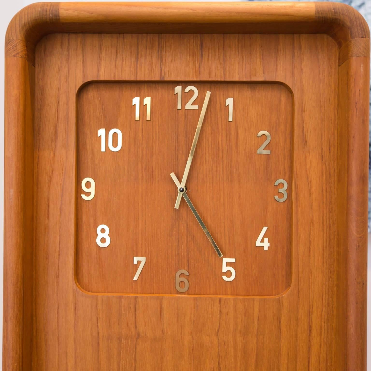 Rare Teak Westminster Grandfather Clock In Excellent Condition In New London, CT