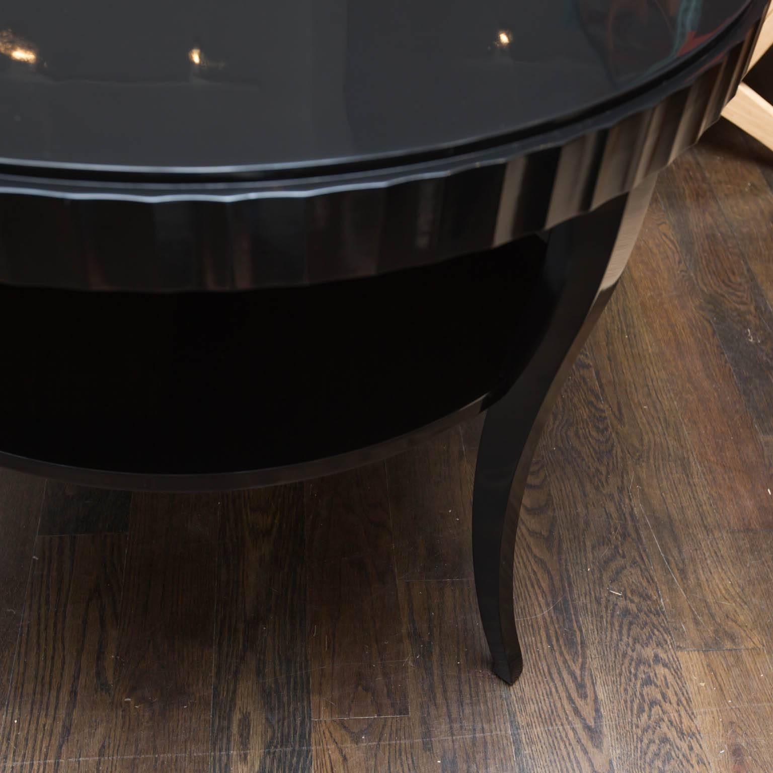 Mahogany Barbara Barry for Baker Black Lacquered Accent Table