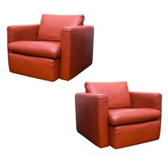 Poltrona Frau Leather Swivel Chairs