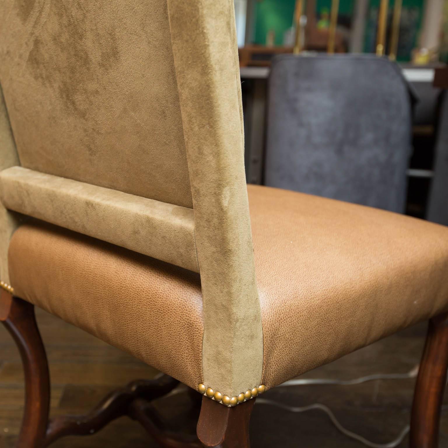 American Set of 10 Upholstered Dining Chairs with Nailhead Trim