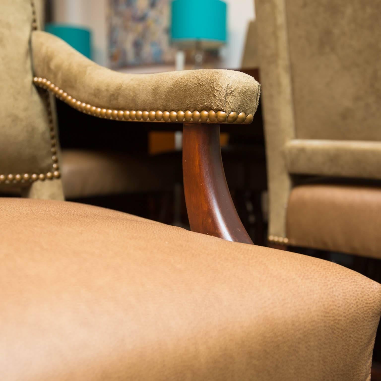 Set of 10 Upholstered Dining Chairs with Nailhead Trim 2