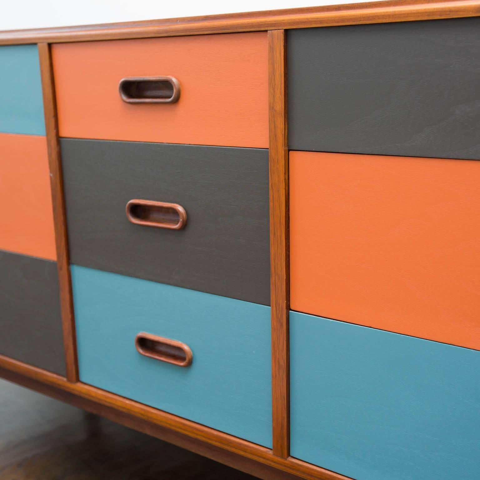 20th Century Lacquered Danish Modern Nine-Drawer Dresser