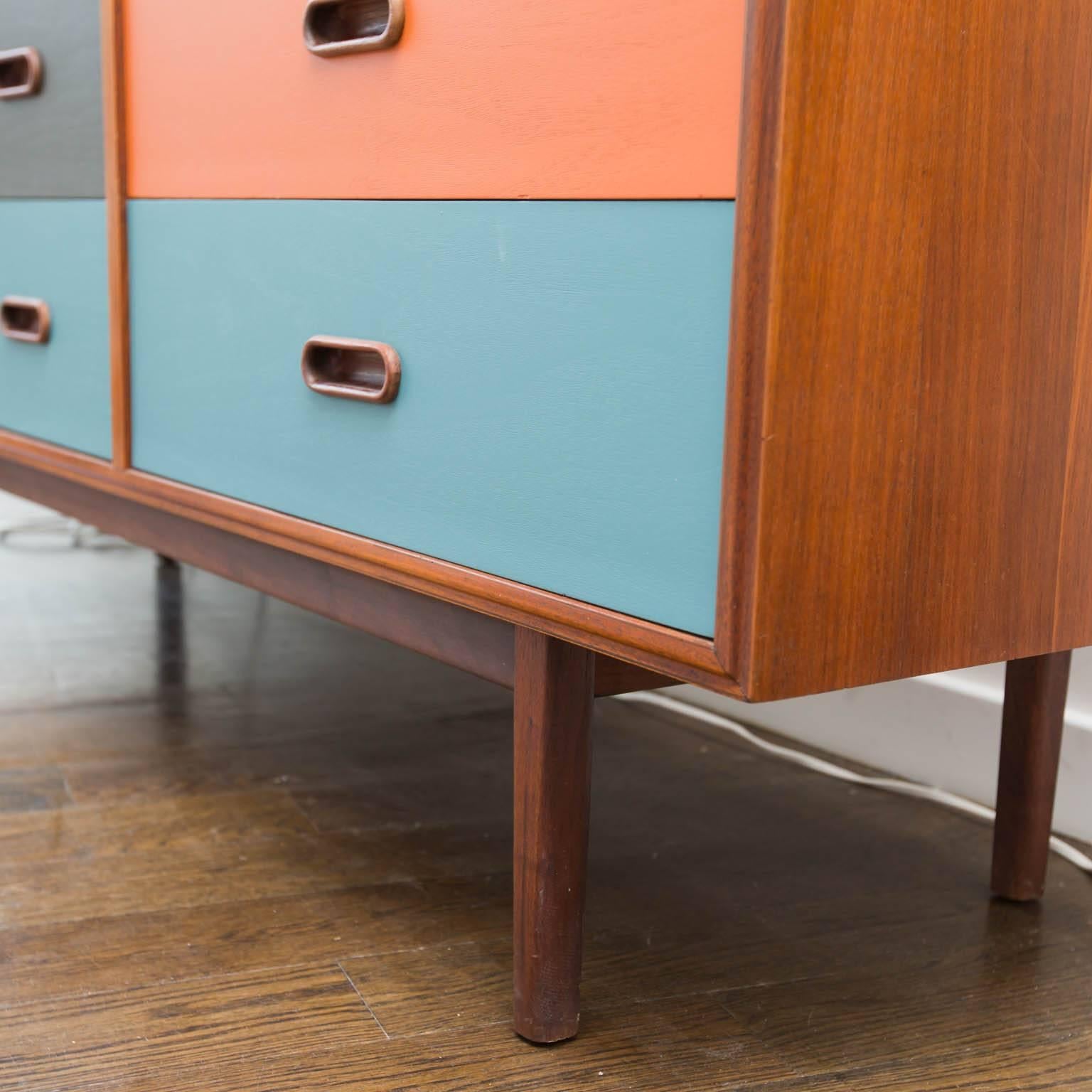 Lacquered Danish Modern Nine-Drawer Dresser 1