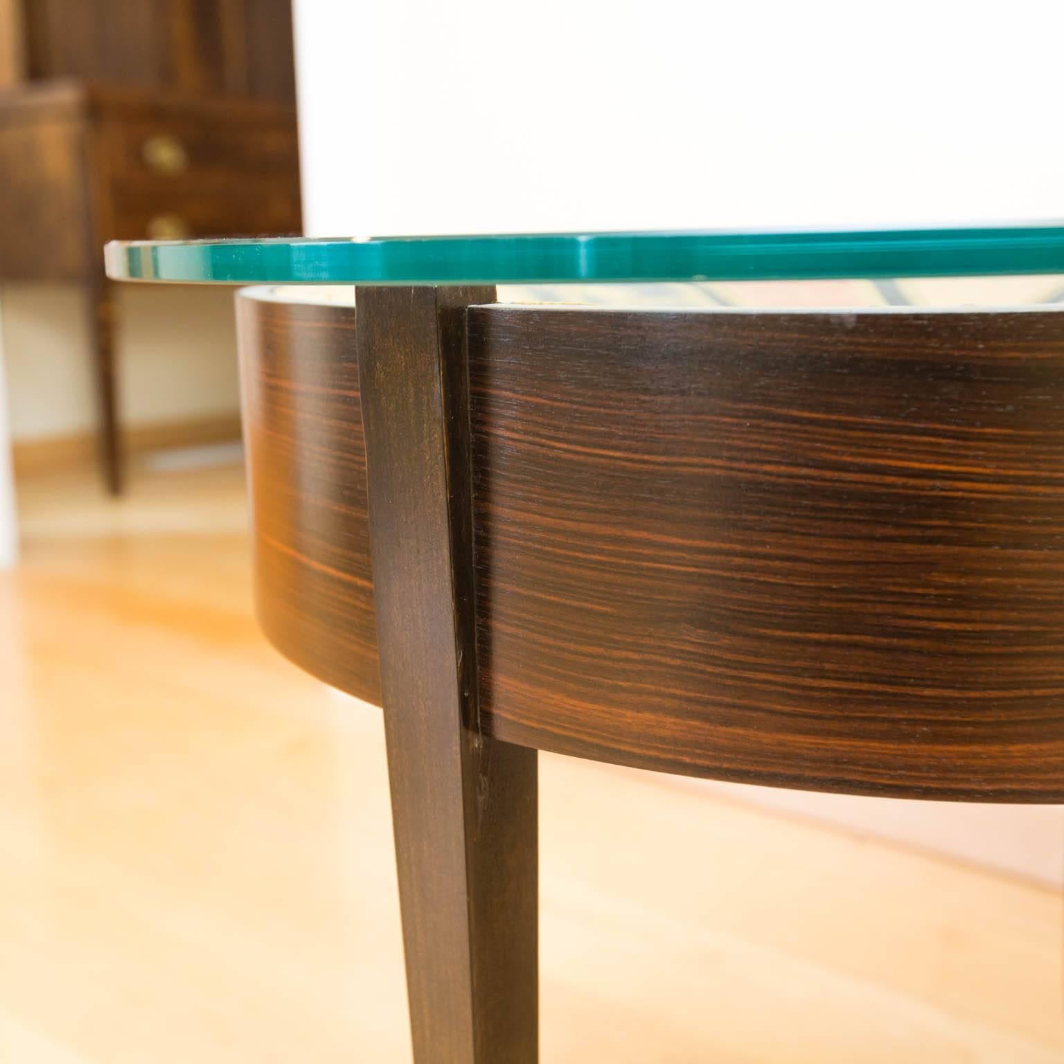 Glass Maccassar Ebony Wood Side Table by Gregory Clark For Sale