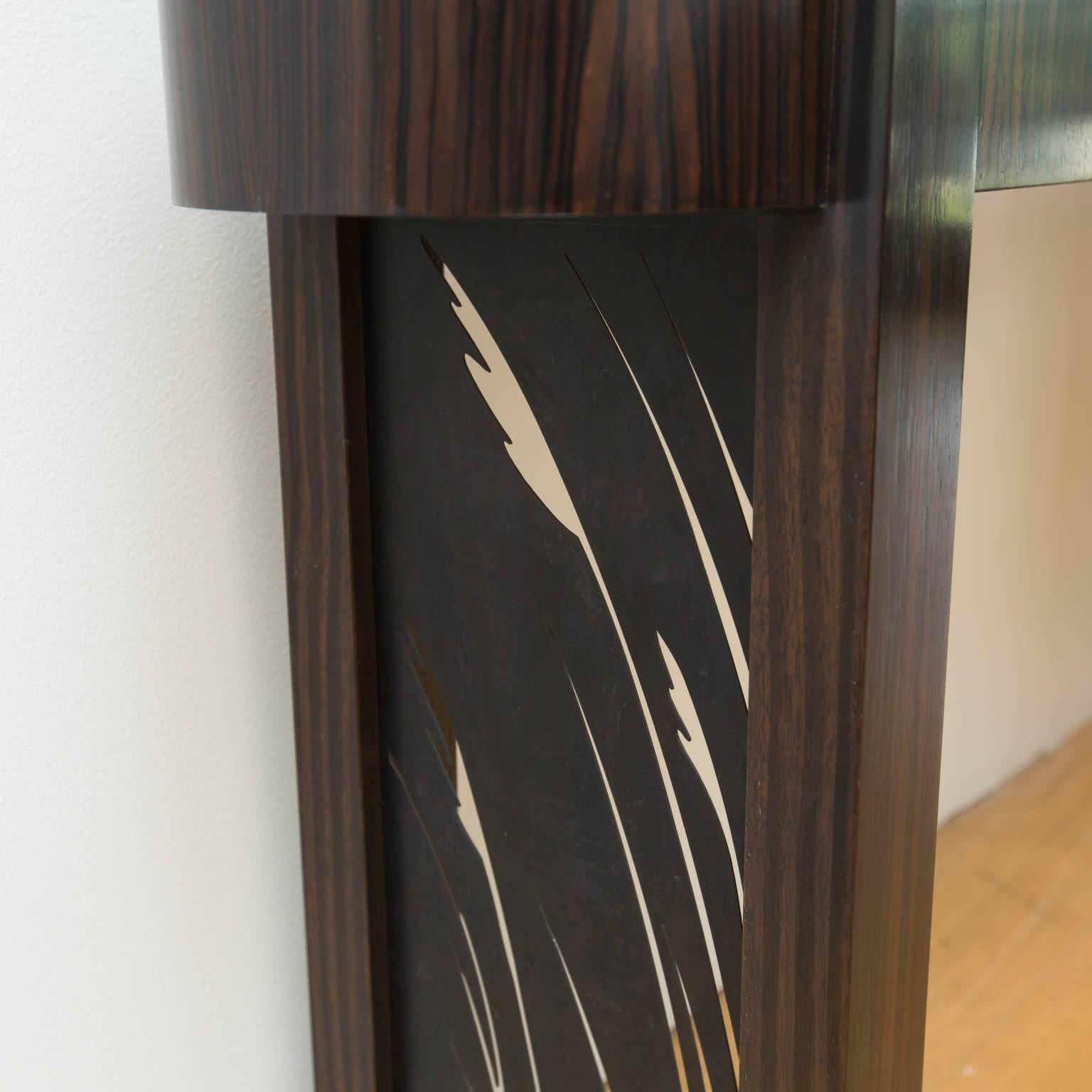 Modern Macassar Ebony and Patinated Steel Console Table by Gregory Clark For Sale