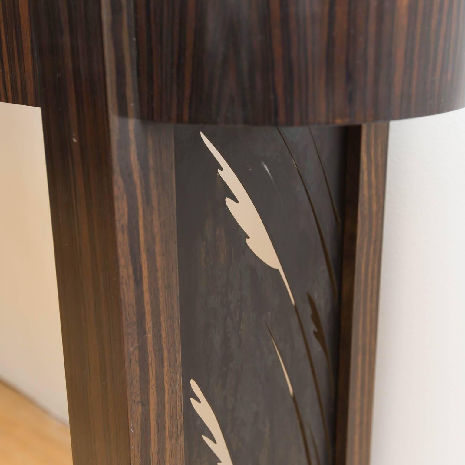 American Macassar Ebony and Patinated Steel Console Table by Gregory Clark For Sale