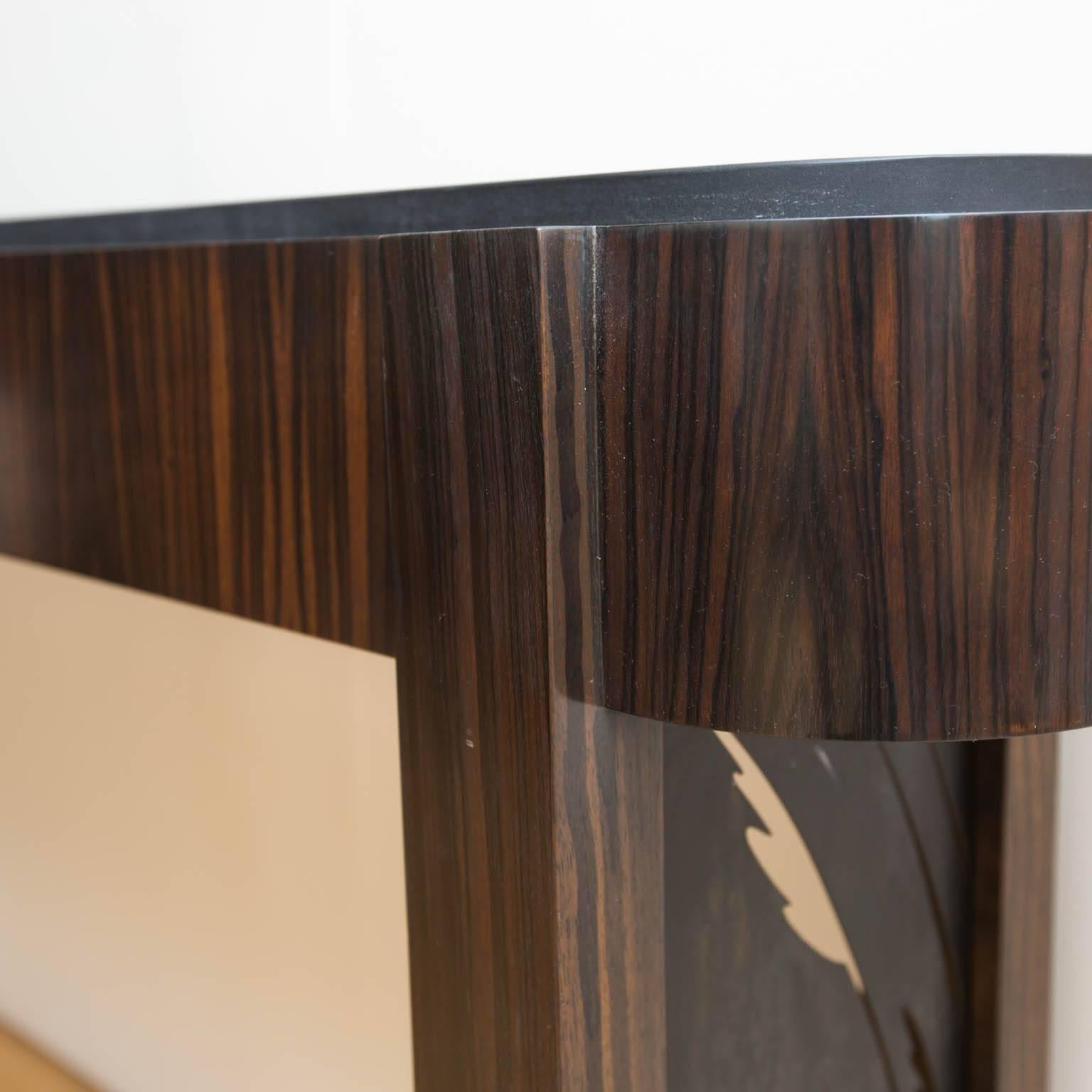 Macassar Ebony and Patinated Steel Console Table by Gregory Clark In New Condition For Sale In New London, CT