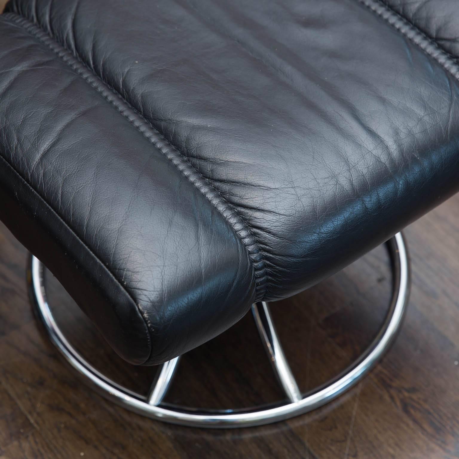 20th Century Vintage Ekornes Leather Stressless Recliner and Ottoman