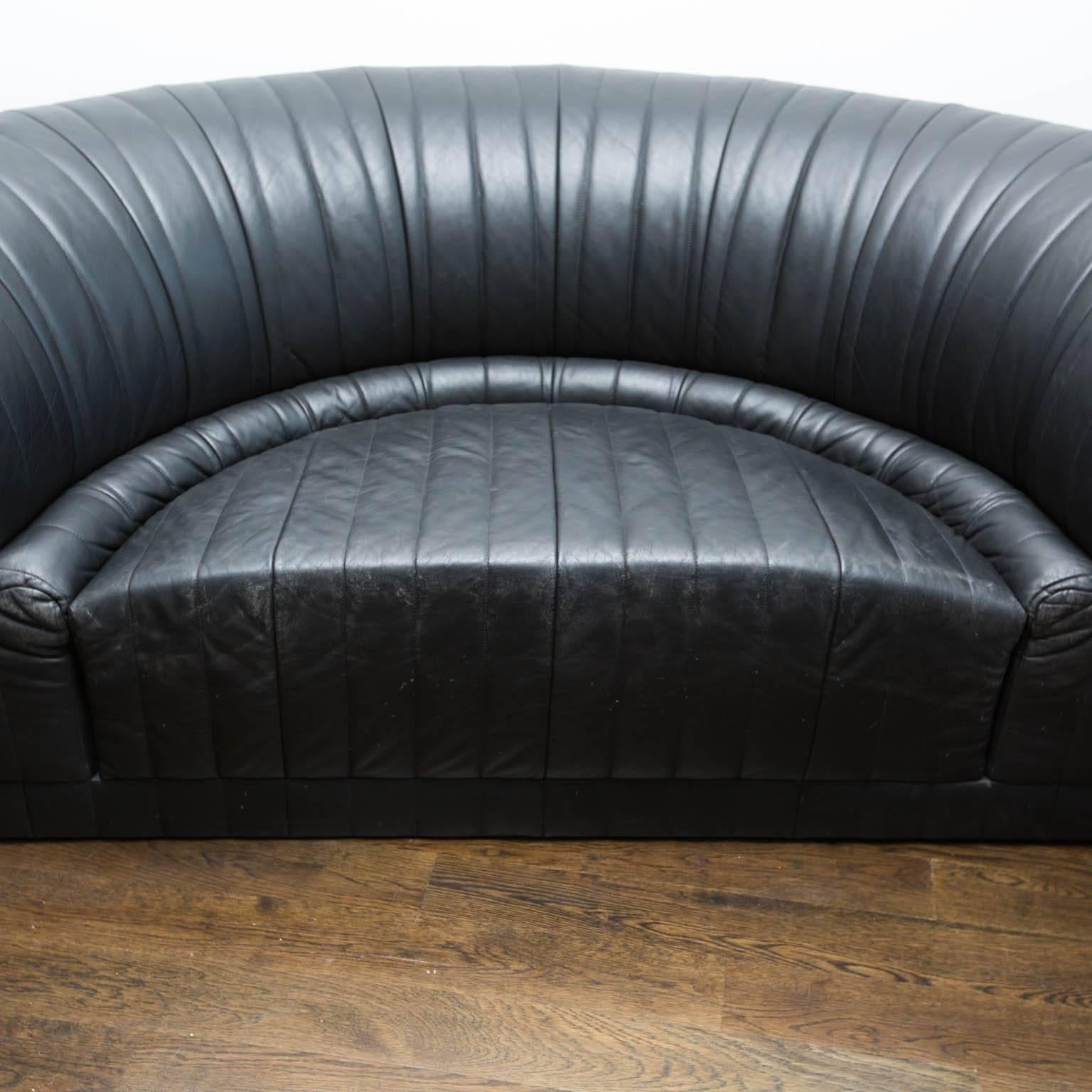American Vintage Maurice Villency Crescent Leather Sofa