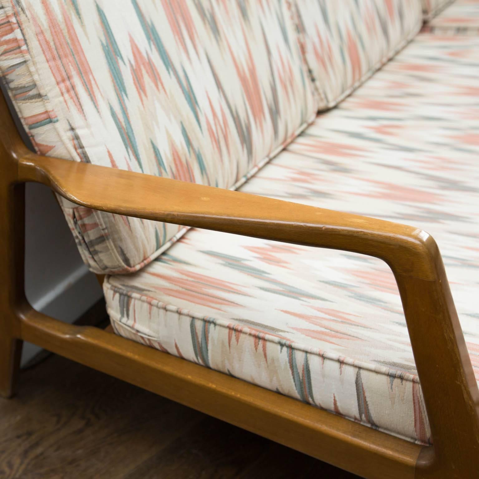 American Mid-Century Modern Walnut Sectional Sofa