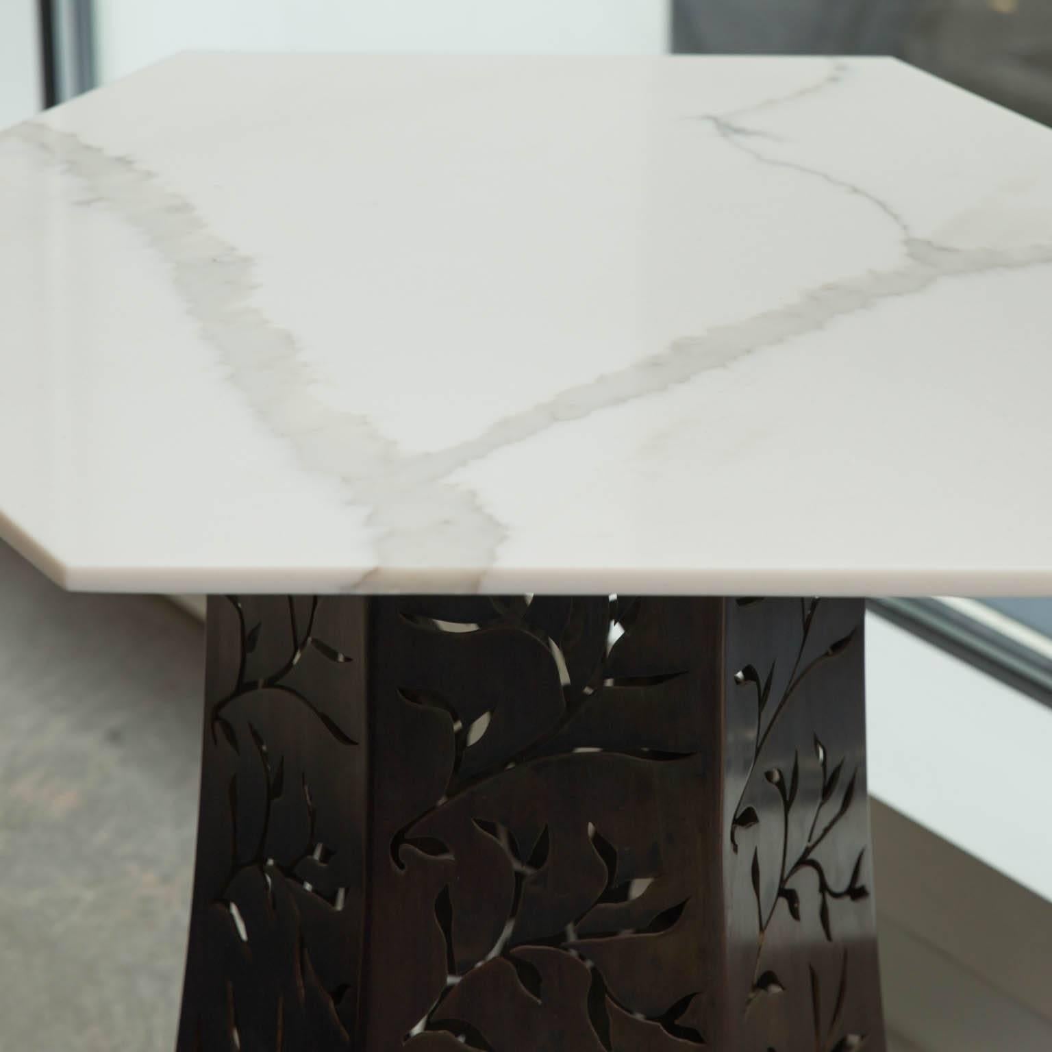 Contemporary Carrara Marble-Topped Side Table by Gregory Clark For Sale