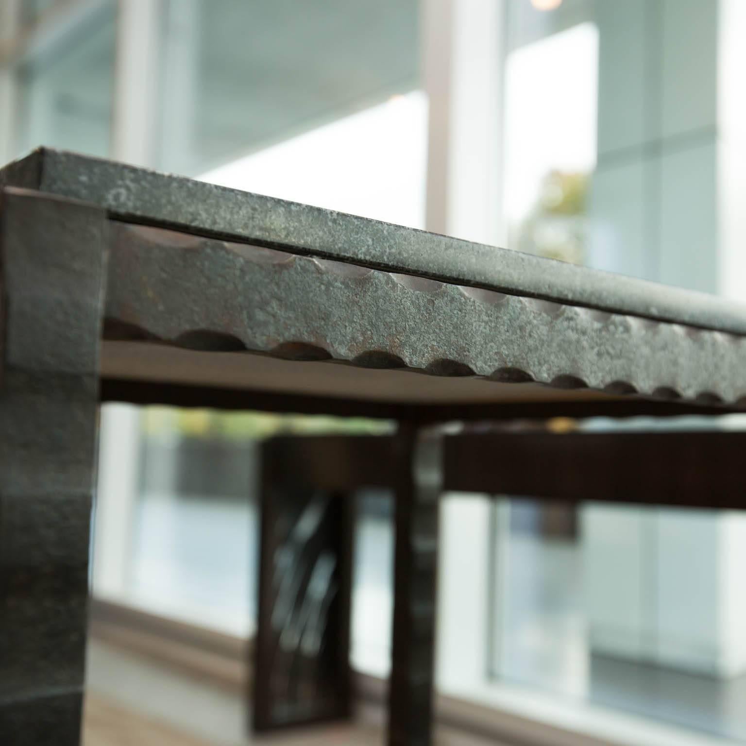 Contemporary Hand-Forged Steel and Granite Side Table by Gregory Clark