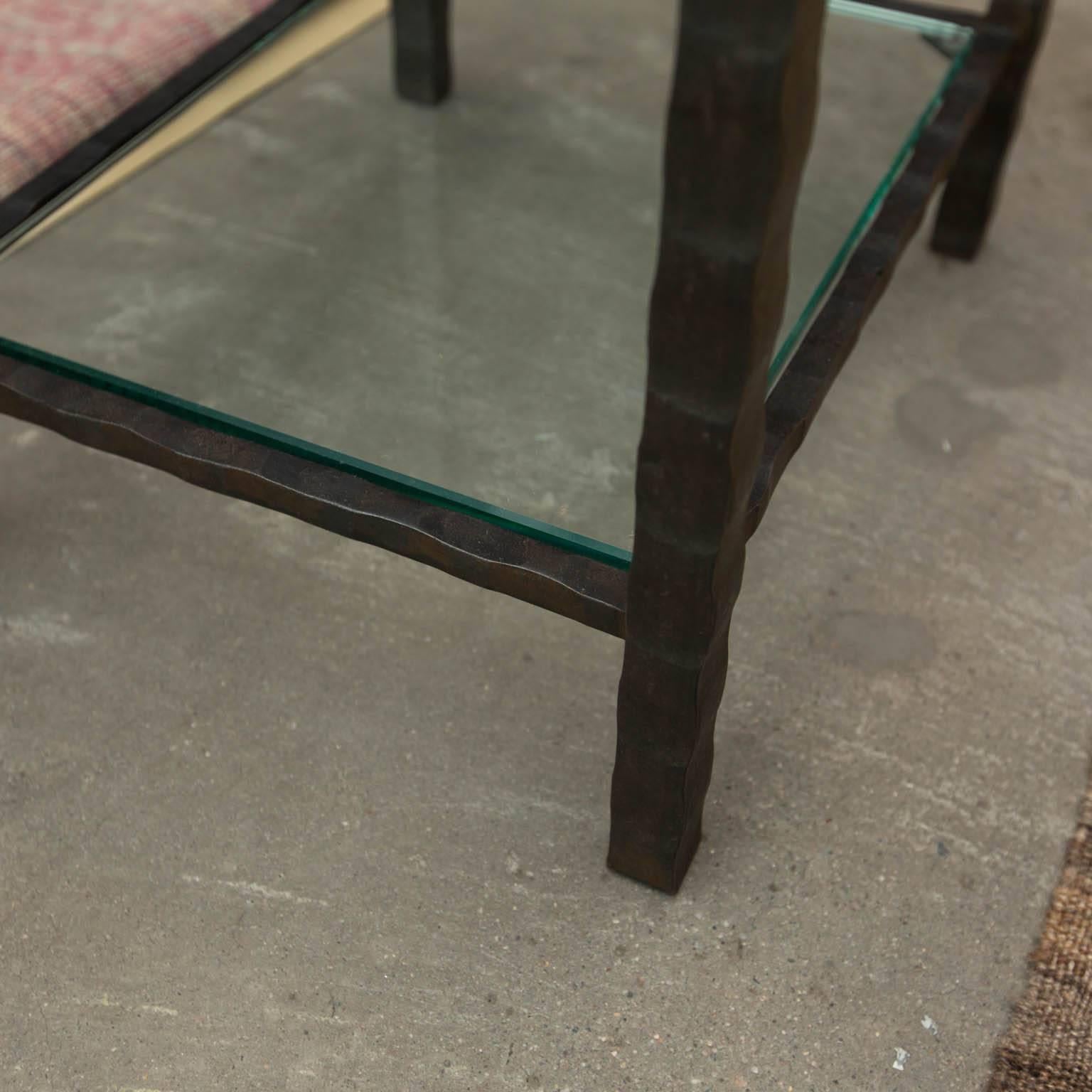 Modern Hand-Forged Steel and Granite Side Table by Gregory Clark