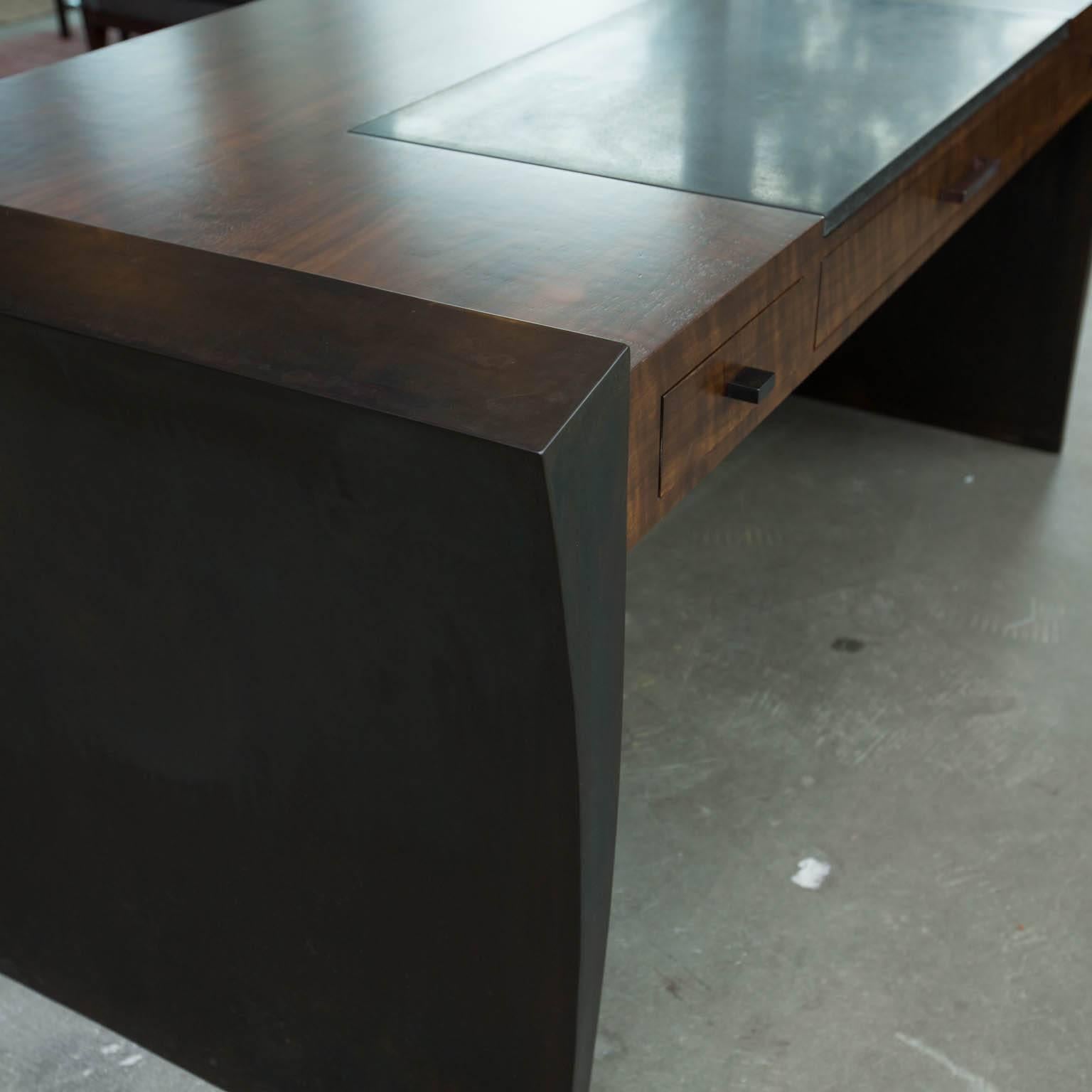 Contemporary Modern Walnut and Granite Executive Desk by Gregory Clark For Sale