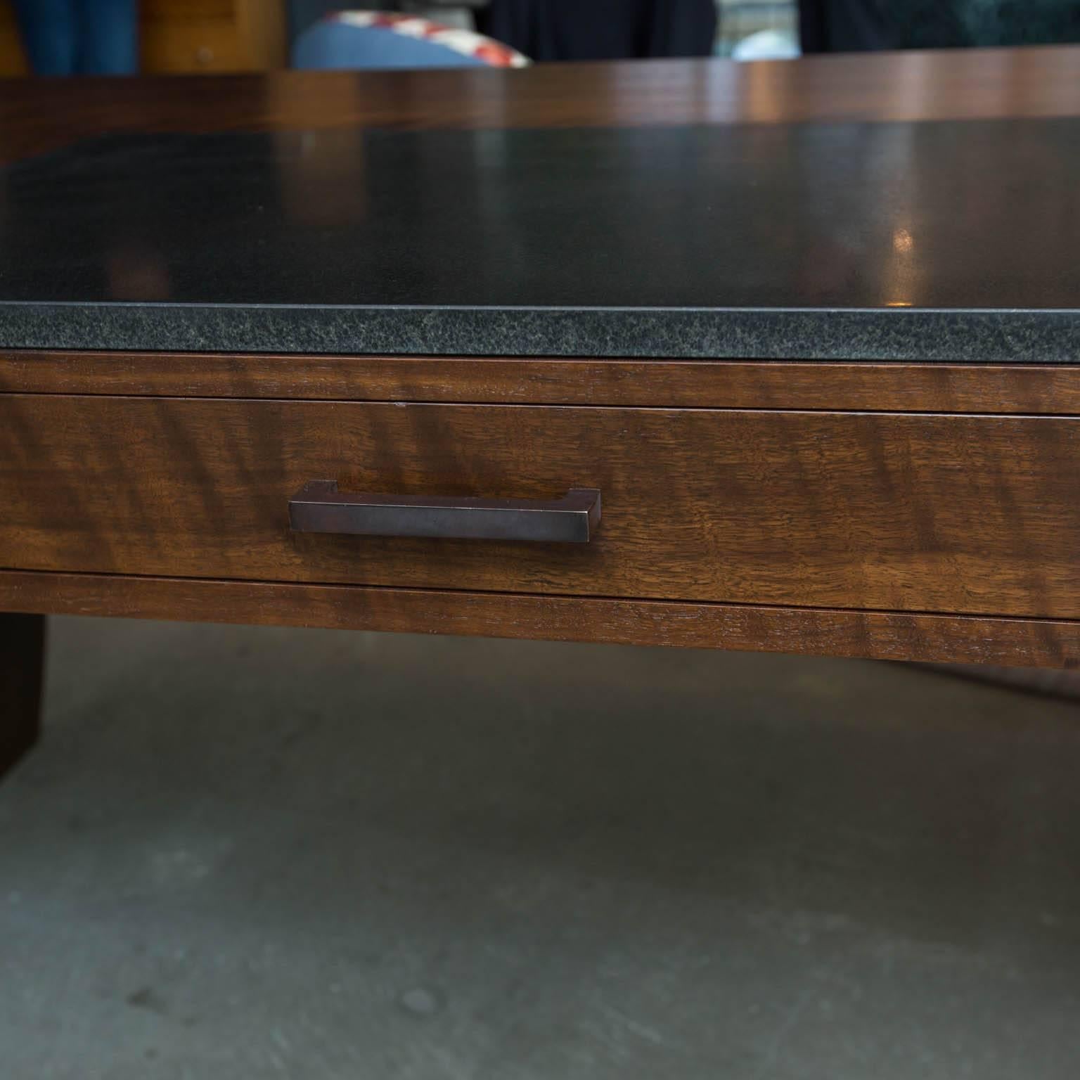 Modern Walnut and Granite Executive Desk by Gregory Clark For Sale 1