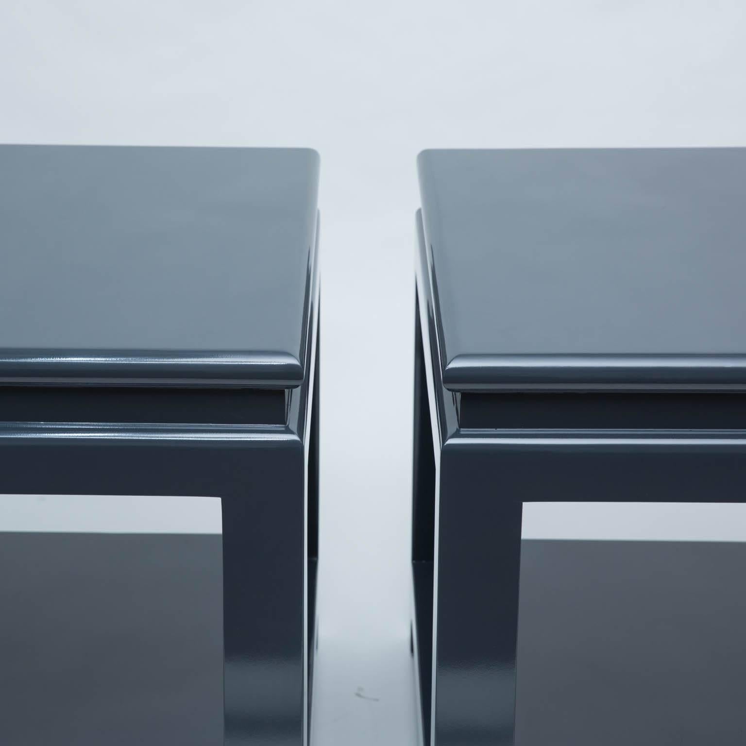 Contemporary Pair of Large Lacquered End Tables 