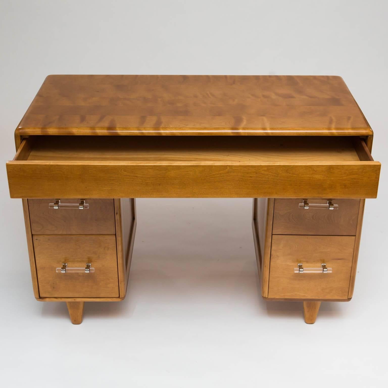 Heywood Wakefield Student Desk with Lucite Handles In Excellent Condition In New London, CT