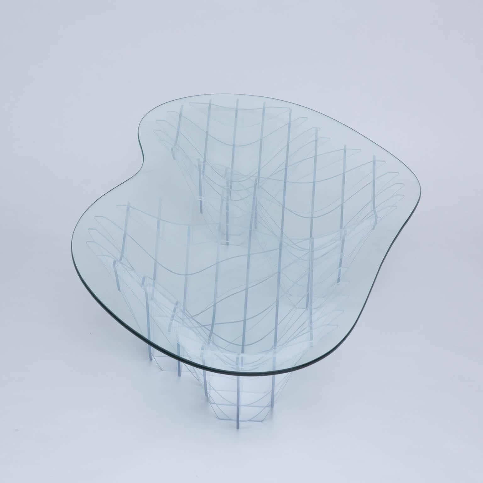 Sculptural Lucite and Glass Coffee Table by Sam Poulos In Excellent Condition In New London, CT