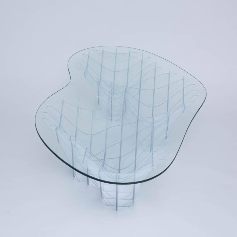 Sculptural Lucite and Glass Coffee Table by Sam Poulos at 1stDibs