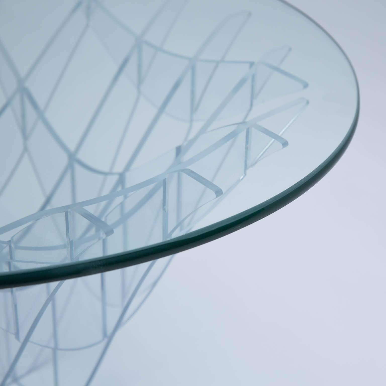American Sculptural Lucite and Glass Coffee Table by Sam Poulos