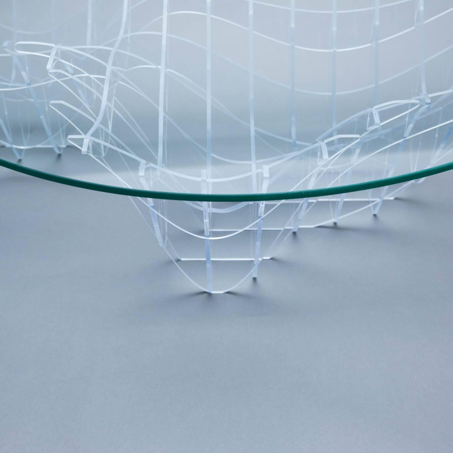 Sculptural Lucite and Glass Coffee Table by Sam Poulos 2