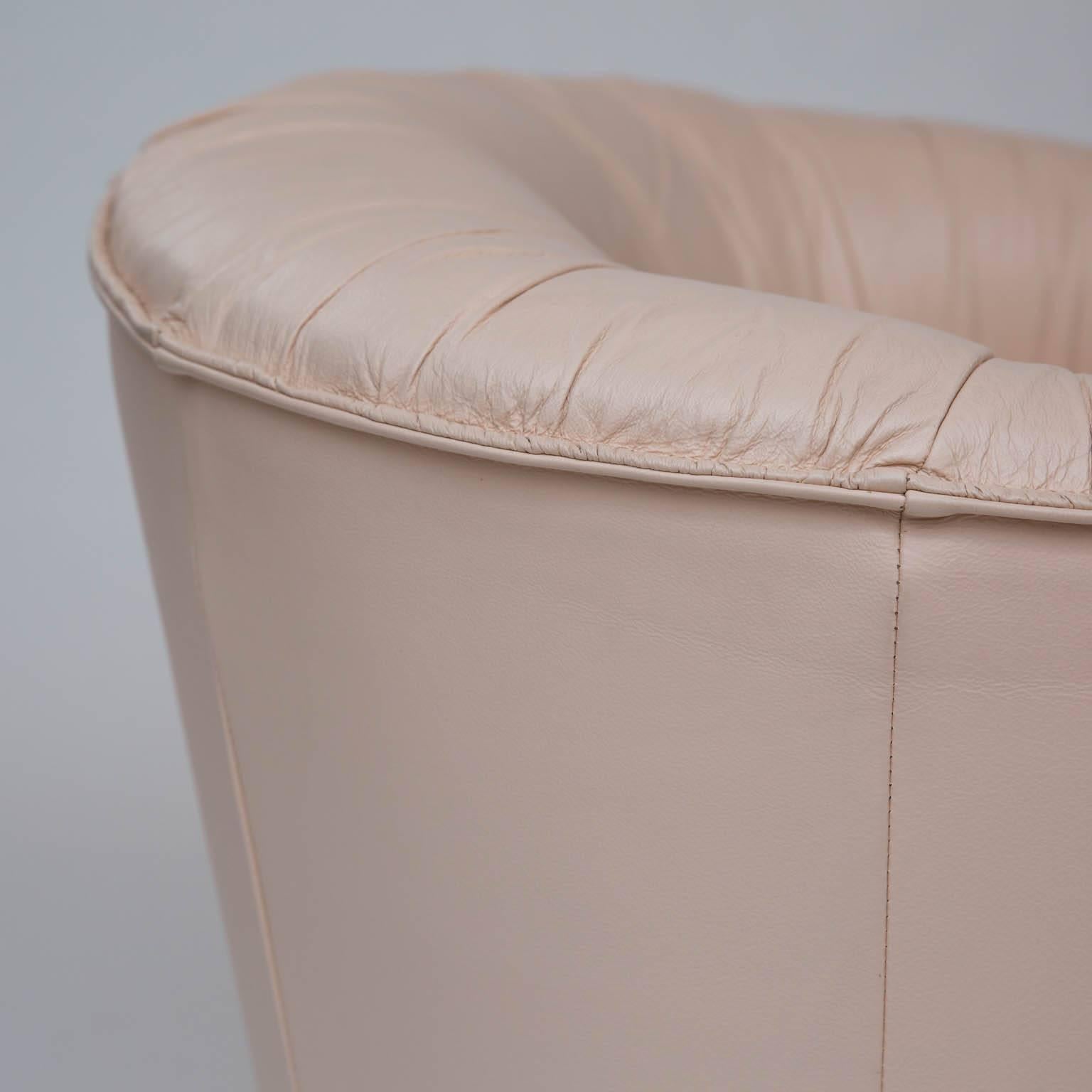 Modern Leather Barrel Back Swivel Chair