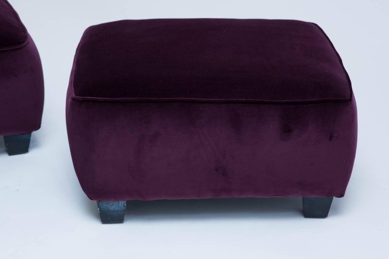 Pair of Purple Velvet Ottomans at 1stDibs