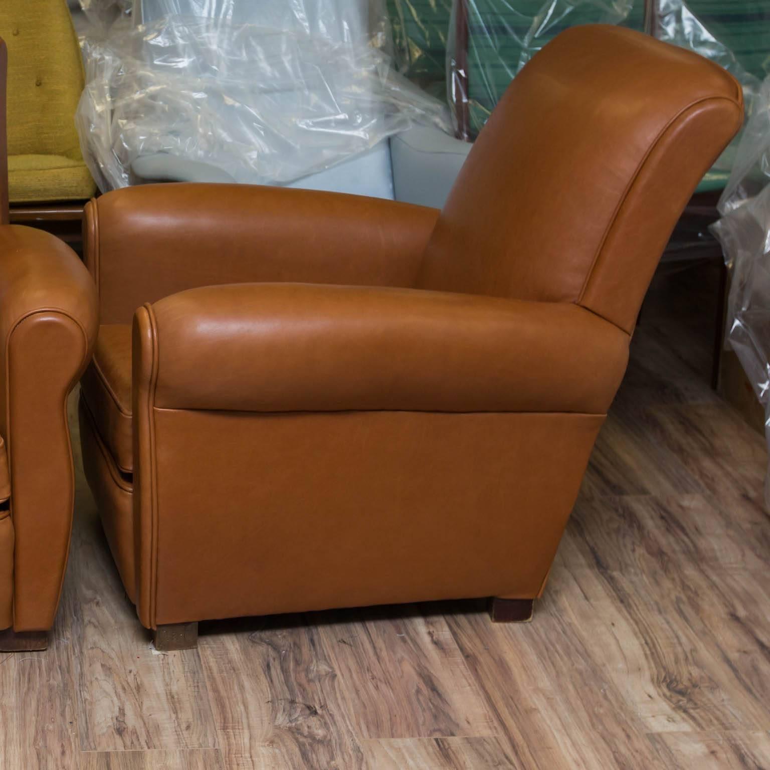 American Pair of Leather Club Chairs