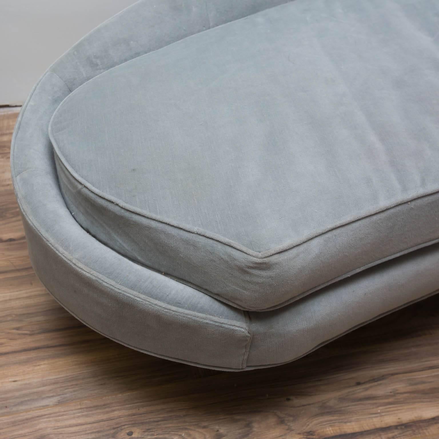 Mid-Century Modern Custom-Made Sofa in Grey Velvet For Sale