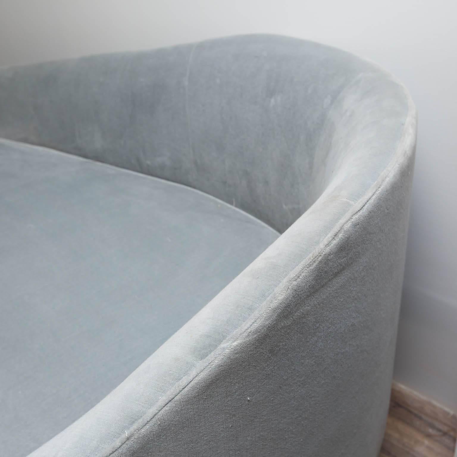 American Custom-Made Sofa in Grey Velvet For Sale