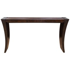 Console Table with Ziricote Wood Top and Hand-Formed Steel Legs